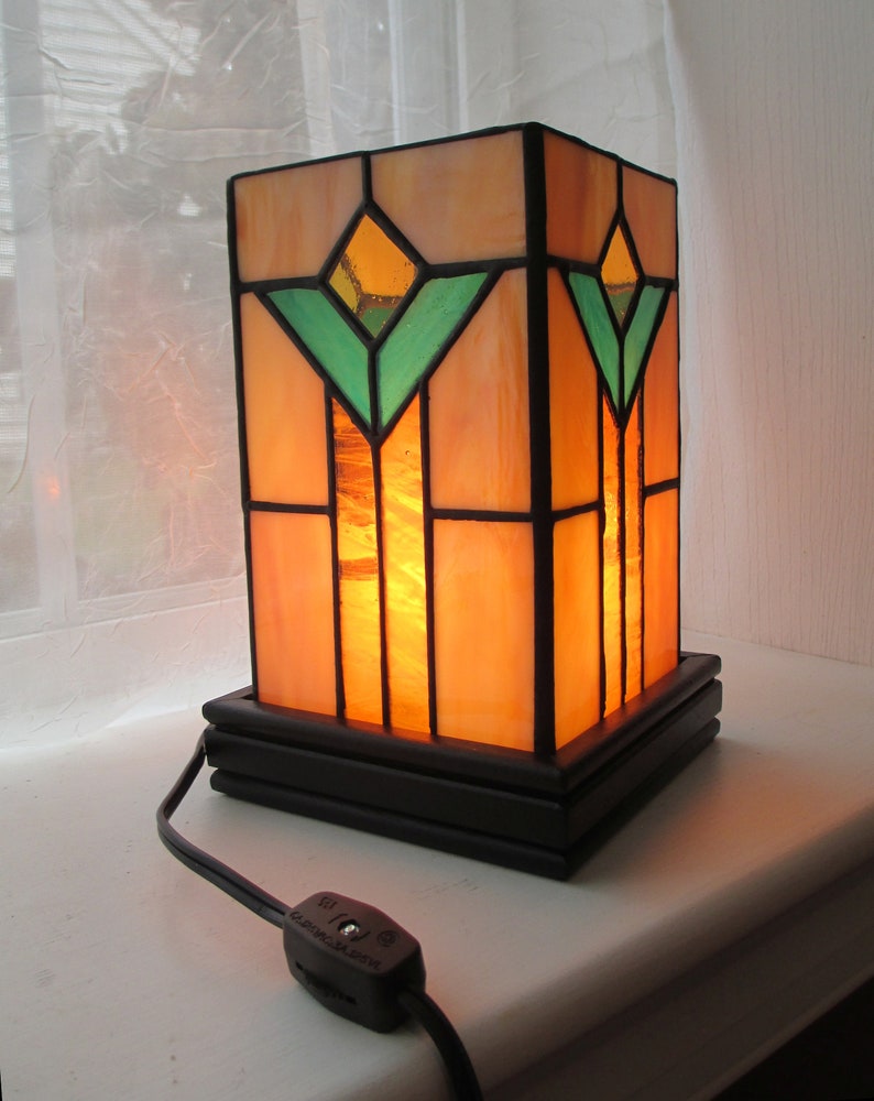 Craftsman Style Stained Glass Lamp Etsy