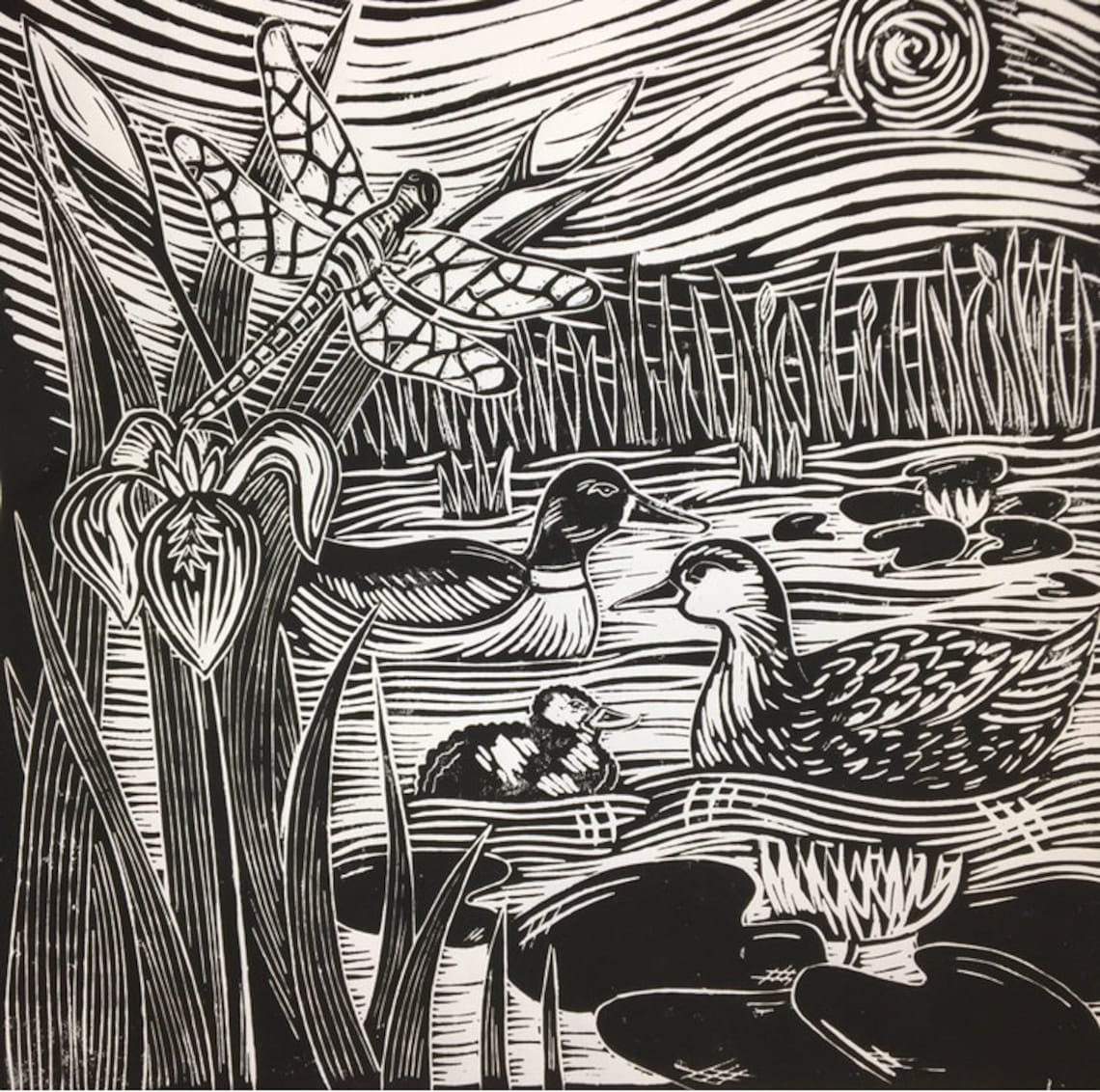 Mallard Duck Lino Print Large Etsy Hong Kong