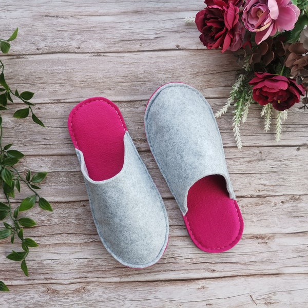 Pantoufles végétaliennes pour femmes, Pantoufles sans laine, Chaussures roses pour la maison, Pantoufles chaudes, Cadeau végétalien, Antidérapantes, Pantoufles aux pieds nus