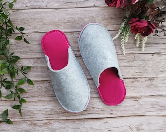 Vegan slippers women, Wool free slippers, Pink home shoes, Warm slippers, Vegan gift, Non slip, Barefoot slippers