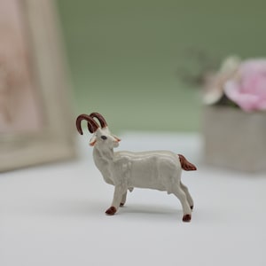 Miniature Ceramic Goat Figurine-White goat figurine-Perfect Gift for Goat Lovers-Decorate your shelf or desk