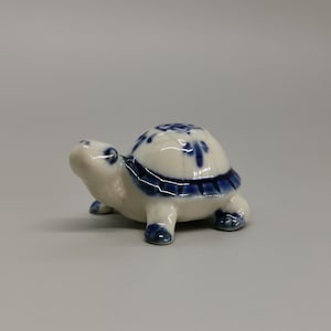 Handmade Ceramic Turtle Figurine, Blue and white Tiny turtle, Mother's Day gift, Best friend gift, hand paint job