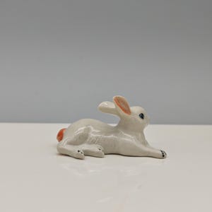 Ceramic Rabbit Figurines-White ceramic bunny-Small Ceramic Rabbit for Display-Easter Gifts