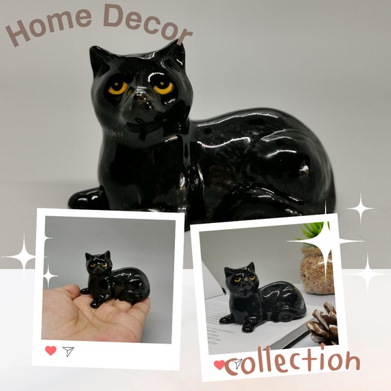 Black Cat Figurines, Crouching Black Cat, Gift for Mom -  Norway