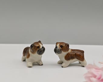 Ceramic French Bulldog Figurines: Hand-Painted Miniature Dog Statues (Set of 2)