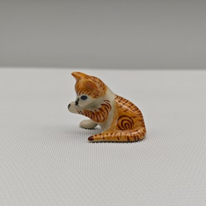 Handmade Ceramic Orange Tabby Cat Figurine: Lucky Cat Statue