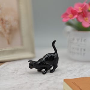 Black Cat Figurine Ceramic-Handmade Cat Statues-Ceramic Cat Ornaments for Home Decor-Black Cat Lover Gifts-New Year&#39;s gifts