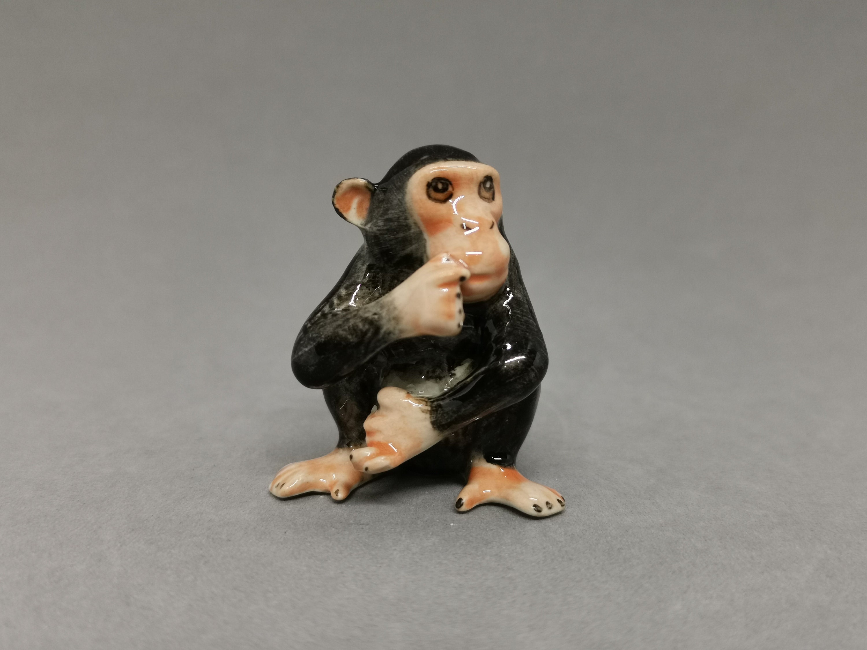 Miniature Figurine Ceramic Figure Monkey Tiny Animal Etsy