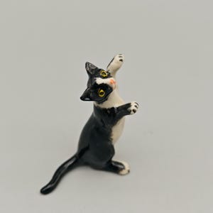 Handmade Mini Tuxedo Cat Statues-Tuxedo Cat, Ceramic Cat Figurine-Ceramic Tuxedo Cat Ornaments for Home Decor- Standing Cat-Birthday Gift
