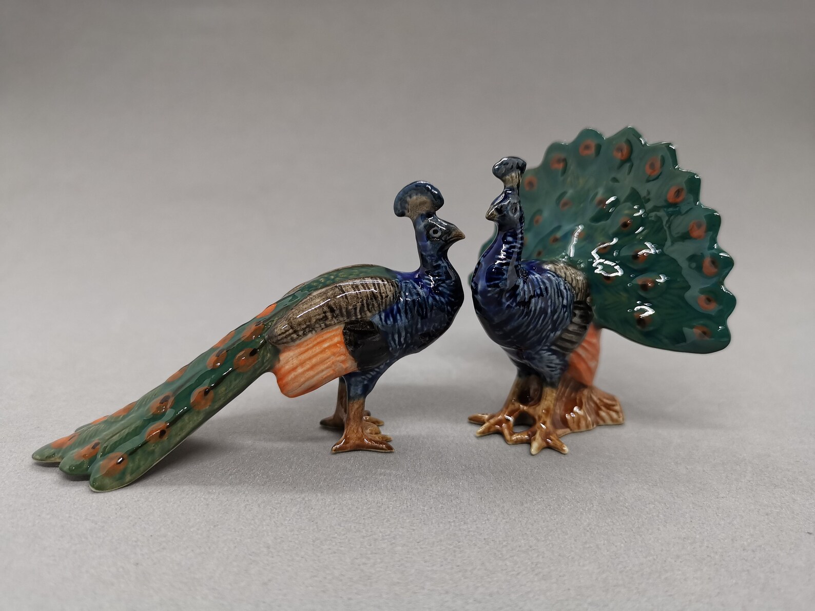 Set of 2 Vintage porcelain peacock Ceramic peacock figurine Etsy