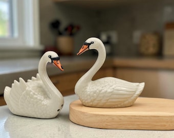 Ceramic Swan Salt and Pepper Shakers - Kitchen Gift Ideas