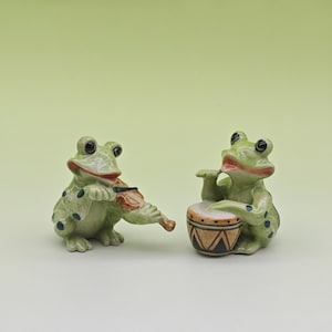Figurine de grenouille en céramique : décoration de jardin miniature, cadeau à collectionner