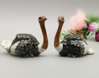 Set of 2 Ceramic Swan figurine, black and white swan, home decoration and collection, birthday gift