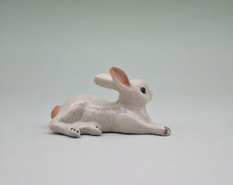 Handmade Ceramic Rabbit Statue-White Rabbit-Small Animal Figurine-Perfect Gift for Any Occasion