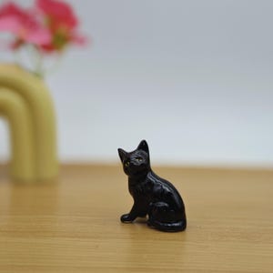 陶器の黒猫の置物 - 陶器の動物の小 - 磁器の黒猫 - 猫好きの方への贈り物