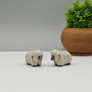 Ceramic Sheep Figurines (Set of 2): Miniature Porcelain Home Decor