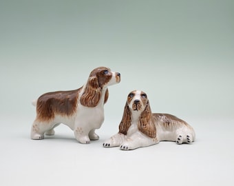 English Cocker Spaniel Figurine-Hand Painted Ceramic Animal Figurines-Home Decor or Collectible-Gift for mom