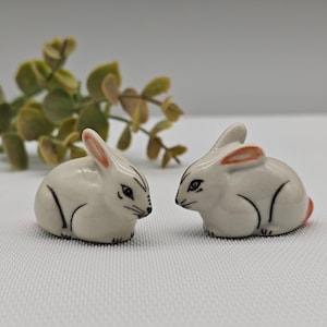 Set of 2 Ceramic rabbit figurine- White ceramic bunny-Perfect Gift for Any Occasion