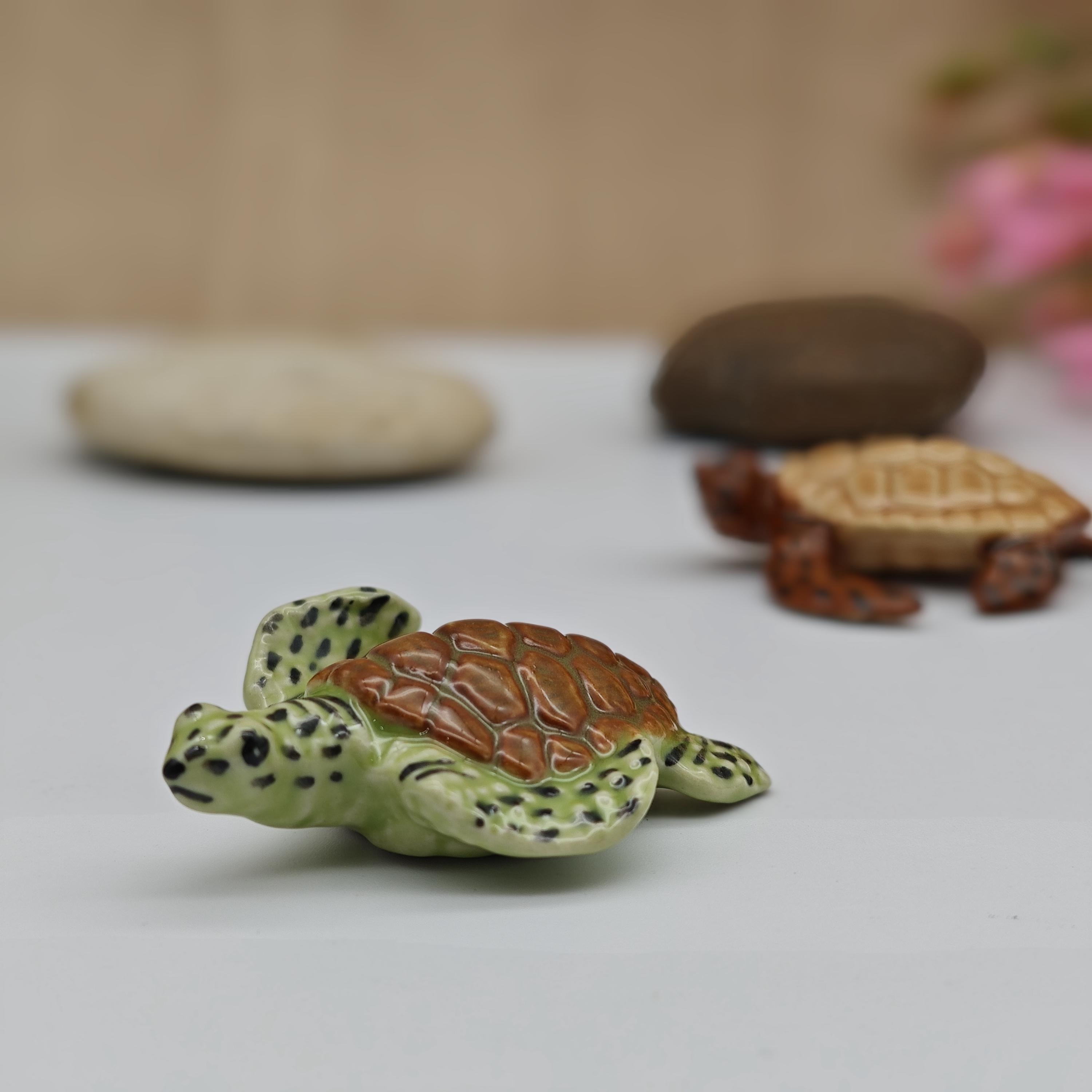 陶器のウミガメの置物：ミニチュア磁器動物像 - Etsy 日本