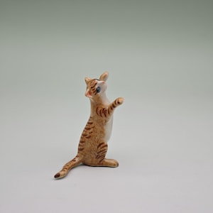 Handmade Mini Orange Cat Statues-Ceramic Cat Figurine-Standing Cat-Office Decor-Birthday Gift