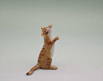 Handmade Mini Orange Cat Statues-Ceramic Cat Figurine