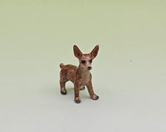 ミニチュア 陶器 犬 チワワ 赤ちゃん ペット 動物 小さな白い置物