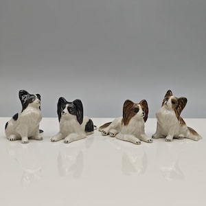 Ceramic Papillon Figurine, Black and White, Miniature ceramic dog figurine,Handcrafted ceramic dog,New Year&#39;s gift,Christmas gift