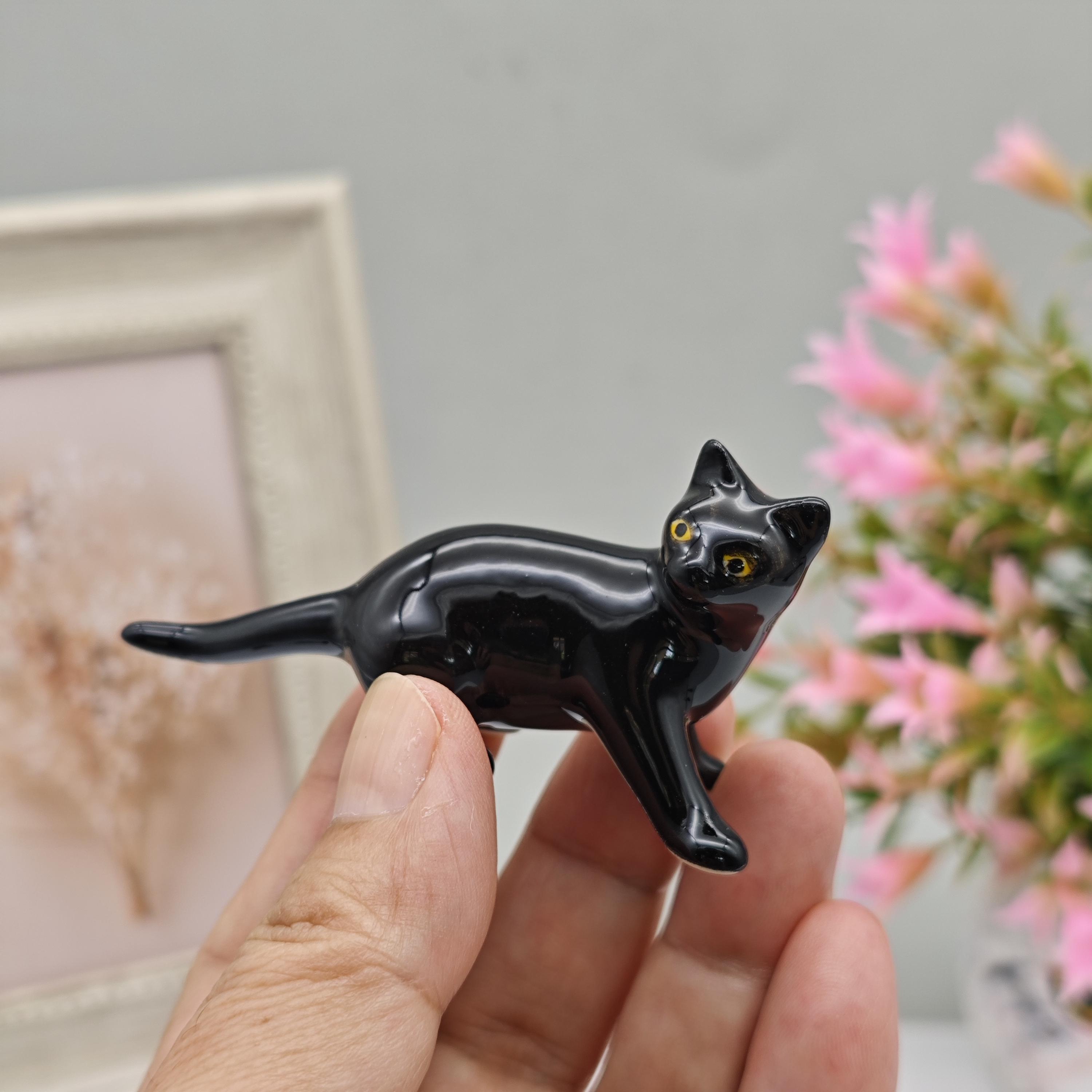 作家　ハンドメイド　焼き物　陶器　猫の置物　黒猫 手作り陶器の黒猫の置物：小さな猫好きへのギフト - Etsy 日本