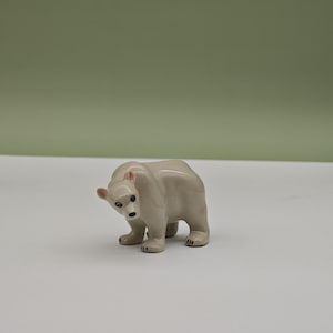 Miniature Ceramic Polar Bear Figurine: Hand-Painted Home Decor