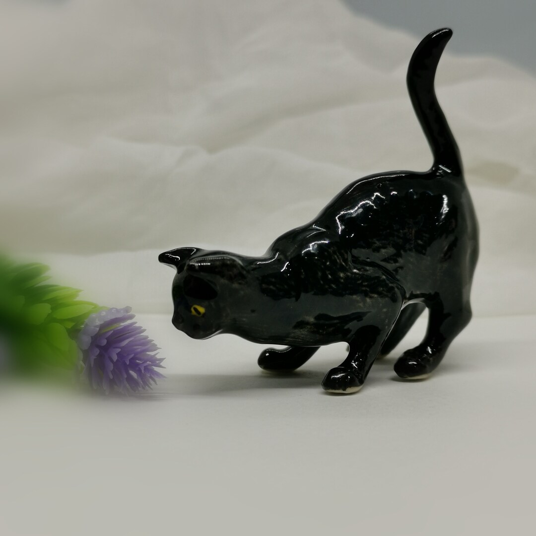 Black Cat Figurines Cat Figurines Home Decor Small Cat Etsy