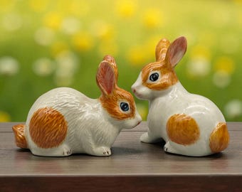 ヴィンテージ コスモス 磁器製 ウサギの置物：手描きの花飾り - Etsy 日本