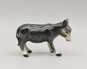 Small Gray Ceramic Donkey Figurine - Miniature Donkey Ornament-Home Decor or Gift