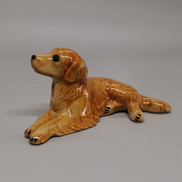 Figurina di cane Golden Retriever in ceramica, decorazione torta di compleanno, bambola in miniatura, regalo di compleanno