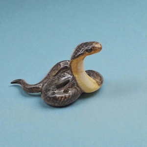Handmade Ceramic Cobra Statue: Miniature Porcelain Figurine