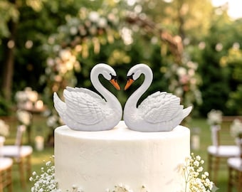 White Swan Figurines Resin Set - Two Swans Wedding Cake Topper