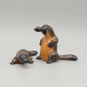 Handmade Ceramic Platypus Figurine - Whimsical Animal Decor