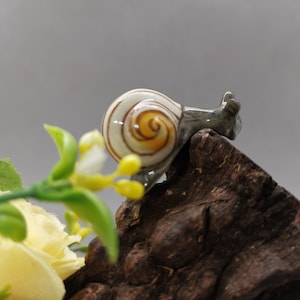 White-Gray Ceramic Snail, Small Garden Decoration, Mother's day gift