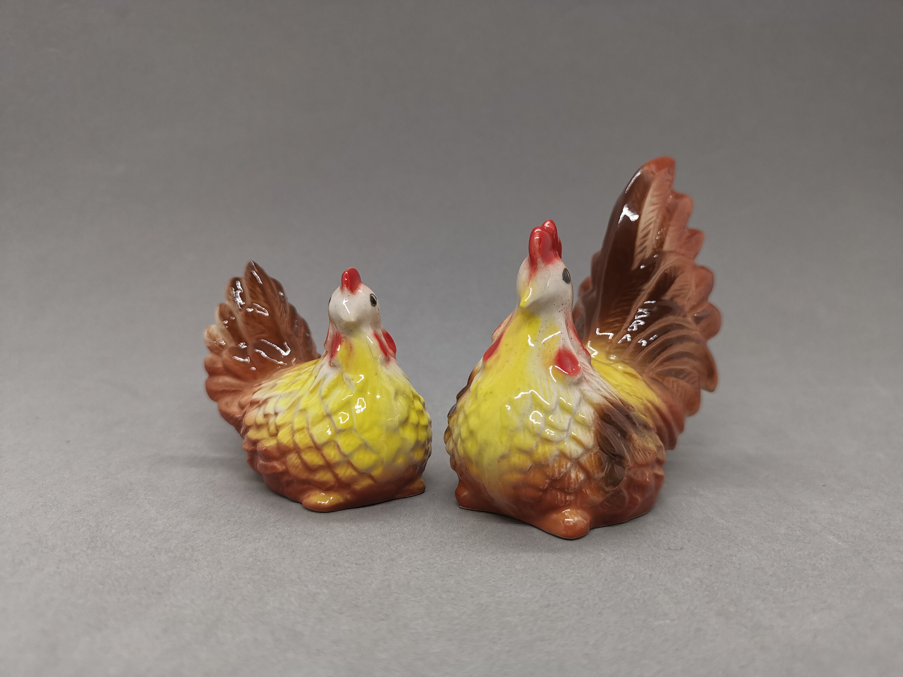 Set of 2 Ceramic Chicken Decorative Hen Figurine Small Etsy
