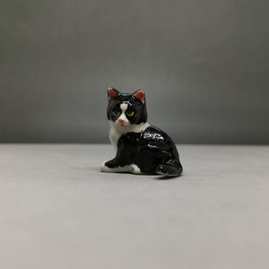 Black Cat Figurine, Black and White Cat, Birthday Gifts and Collectibles