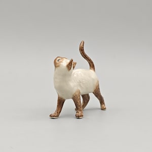 Handmade Ceramic Siamese Cat Figurine: Thai Luck Symbol