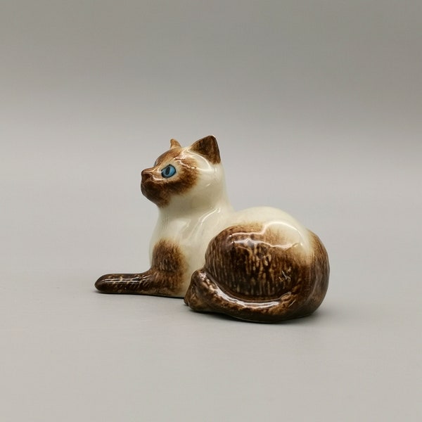 Figura de gato siamés, pequeño gato de cerámica para decoración del hogar, regalo