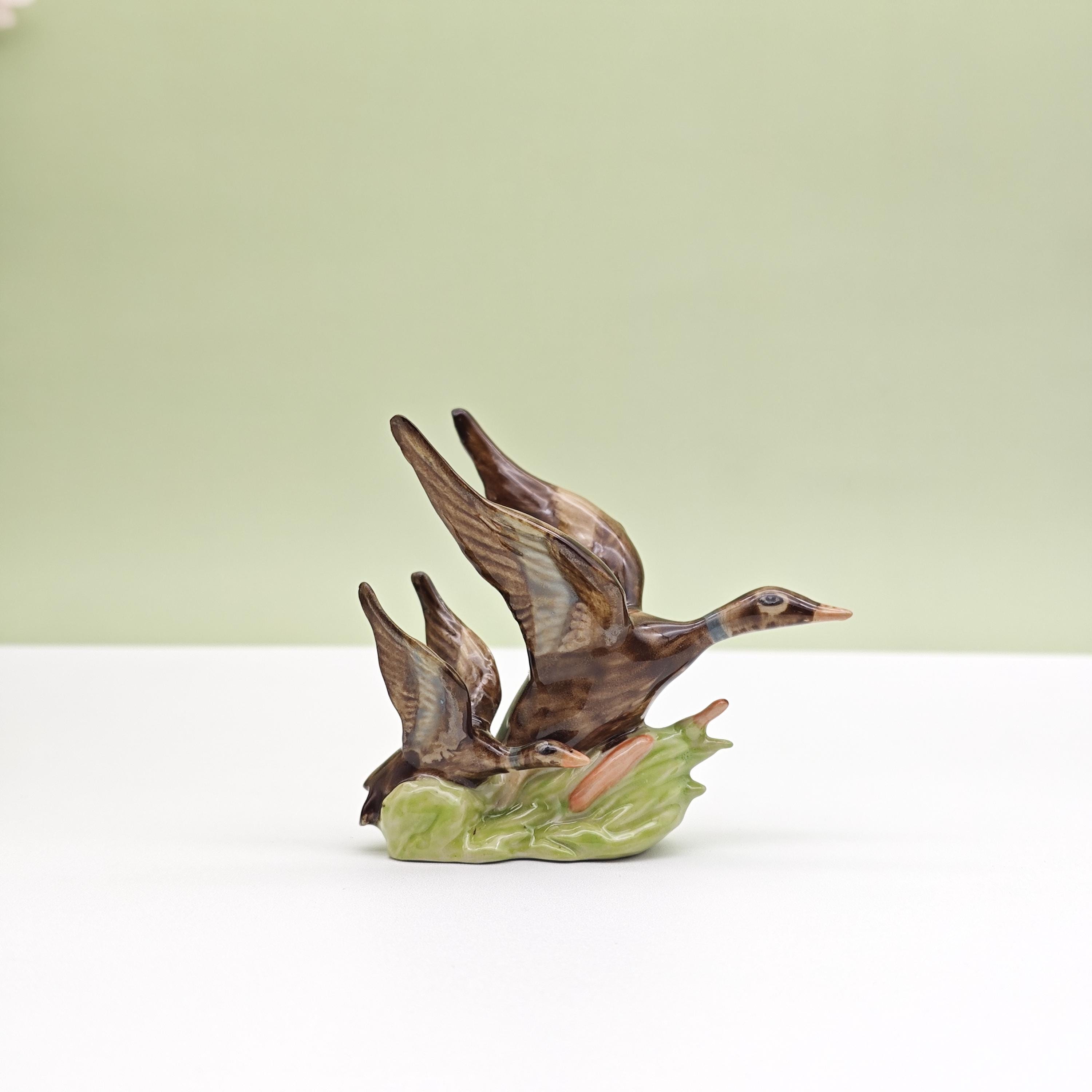 陶器のマガモ 陶器 動物 鴨 置物 イタリア製 完成品 カルガモ マガモ