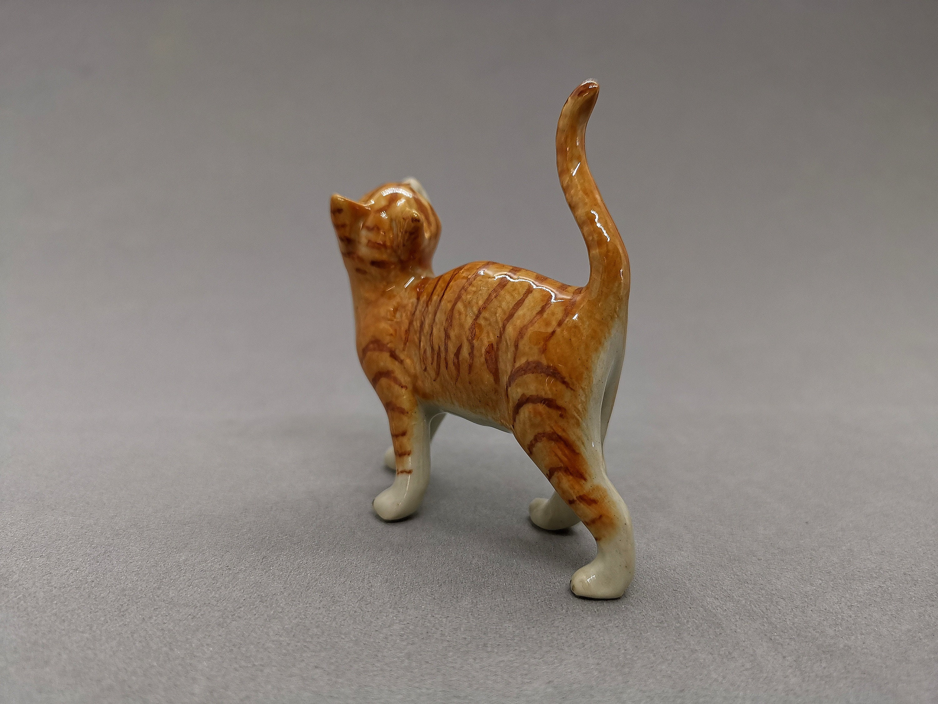 Ceramic Cat Porcelain Animal Figurine Small Pet Yellow cat Etsy