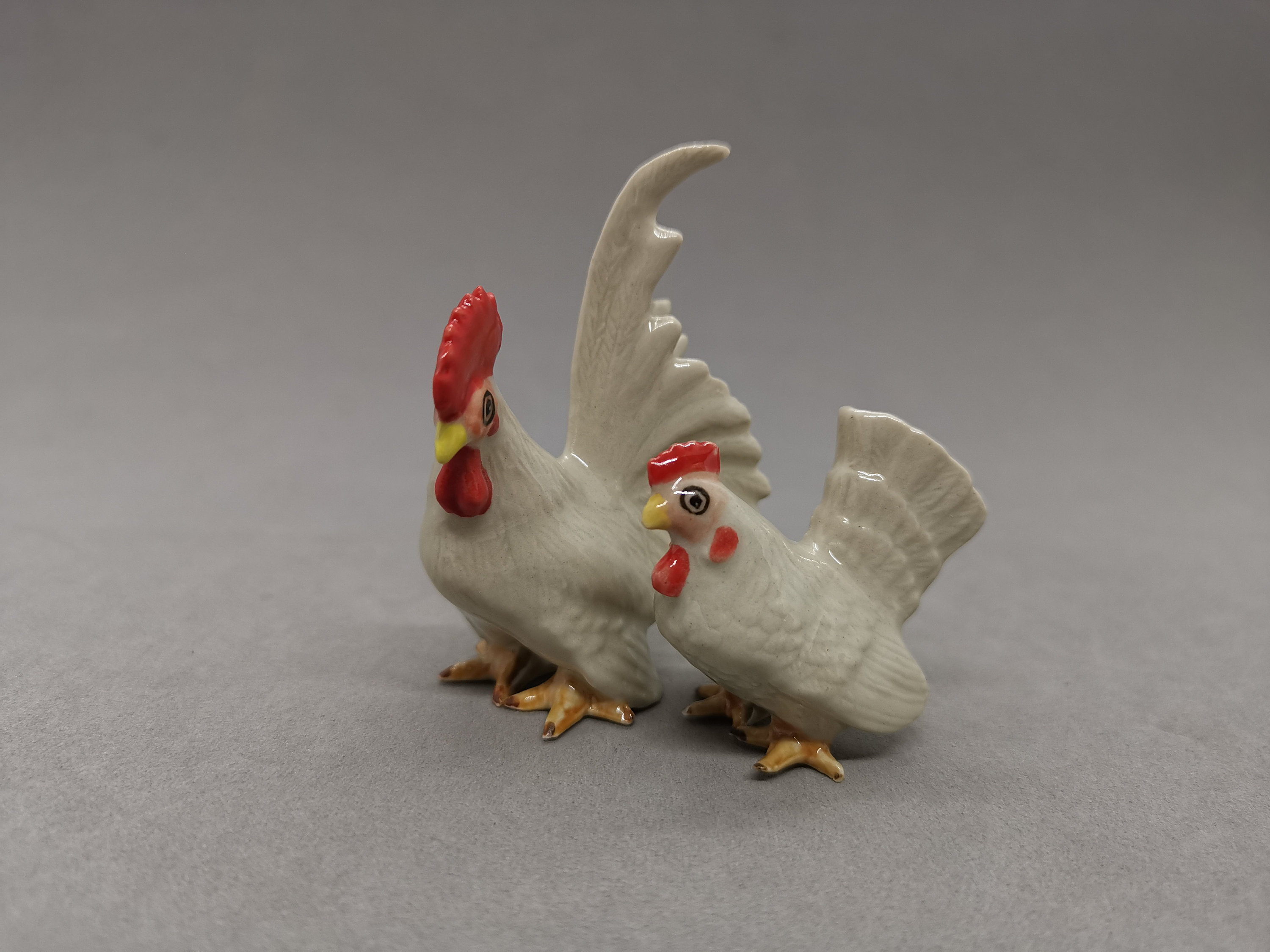 Set of 2 Chicken figurine handmade Rooster Miniature Etsy