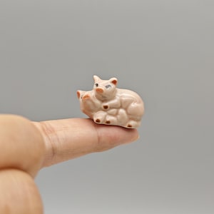 Tiny Ceramic Pig-Small pink ceramic pig figurine-Miniature Ceramic Pig Figurines-Pink Couple Pigs-Unique Ceramic Pig Gifts