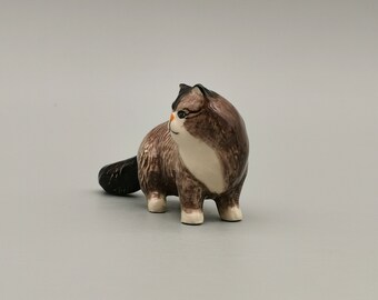 Ceramic Brown Cat figurine For Home Decoration and Collection, Persian Cat, Gift For Mom