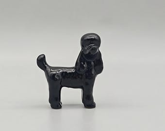 Ceramic poodle figurines-Miniature black poodle figurines-Decorate and give as gifts