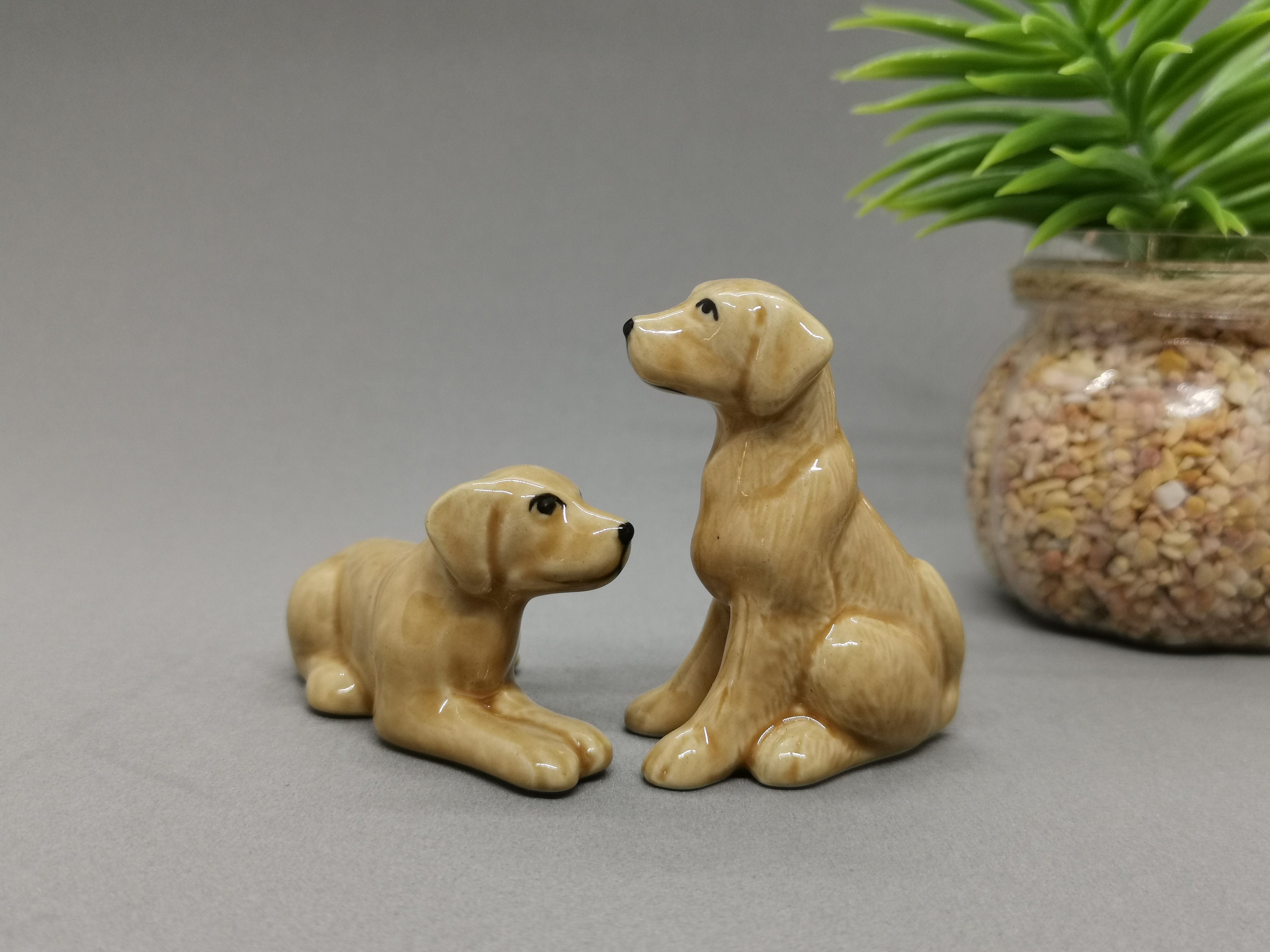 2 Miniature Ceramic Labrador Retriever dog Animal Cute Little Etsy