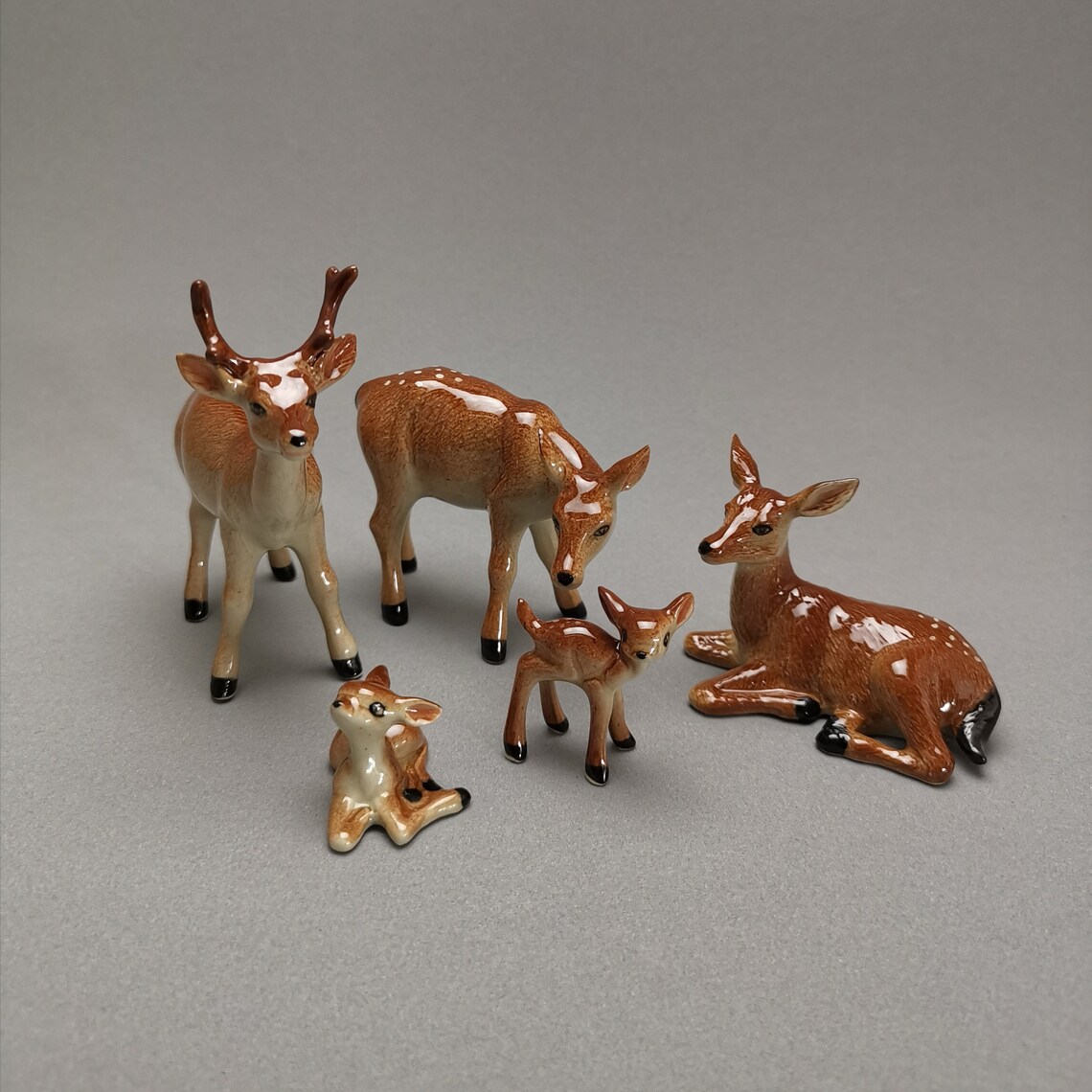 Set of 5 Ceramic deer Tiny Ceramic Deer deer family Ready Etsy