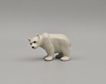 Miniature Ceramic Polar Bear Figurine: Hand-Painted Home Decor